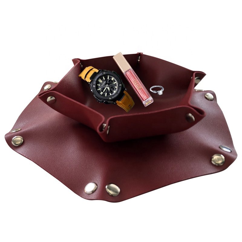 Hexagon Shape Leather Kids Play Tray Custom Dice Tray Terrazo Jewellery Tray