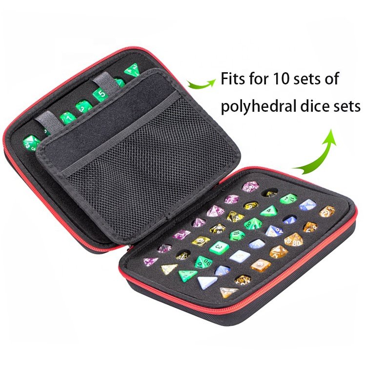 Portable EVA large Storage organizer Box DND Dice Set Bag with Mesh Pockets