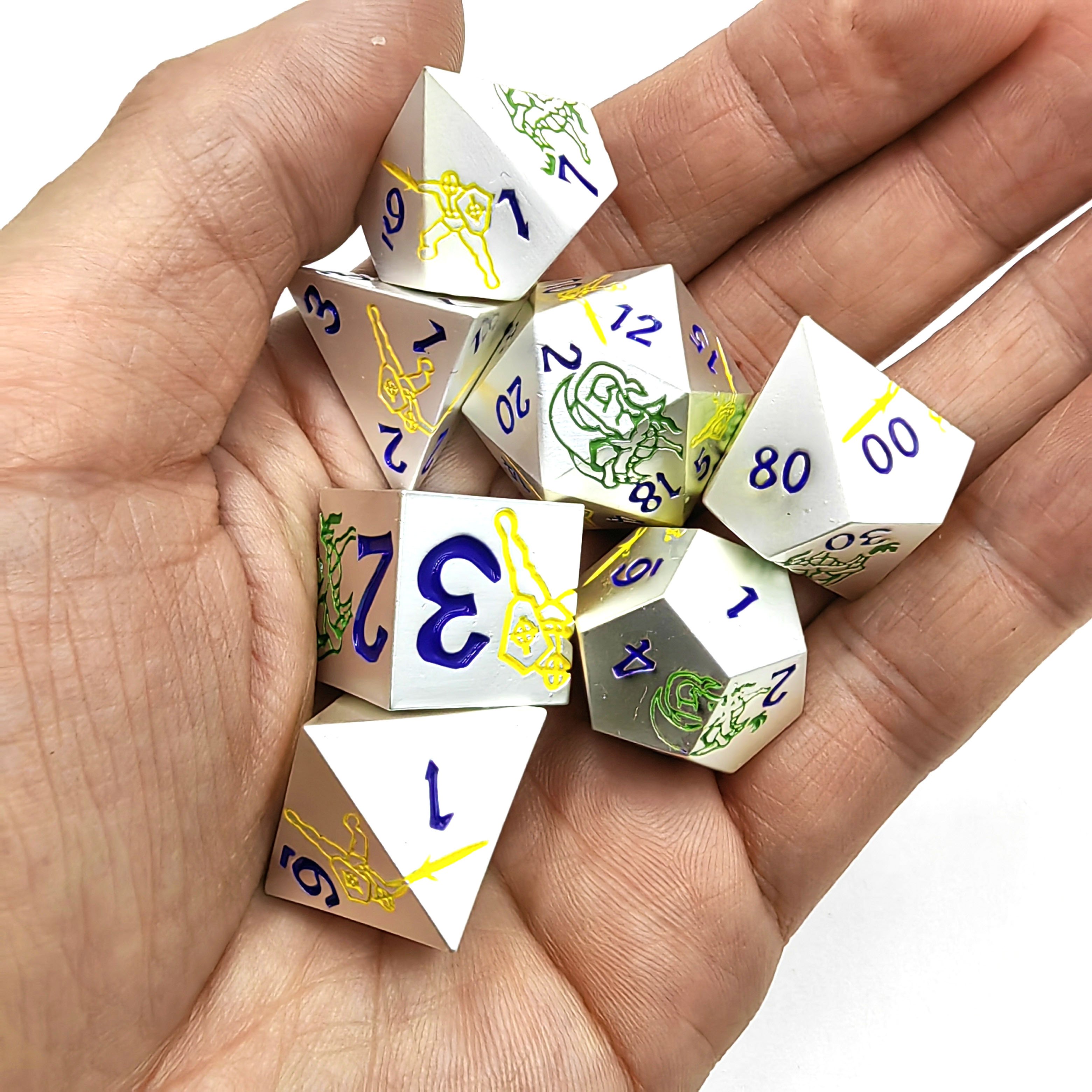 factory direct sale the Dragon and Warriors series metal polyhedral dice round edge dice entertainment game dicW