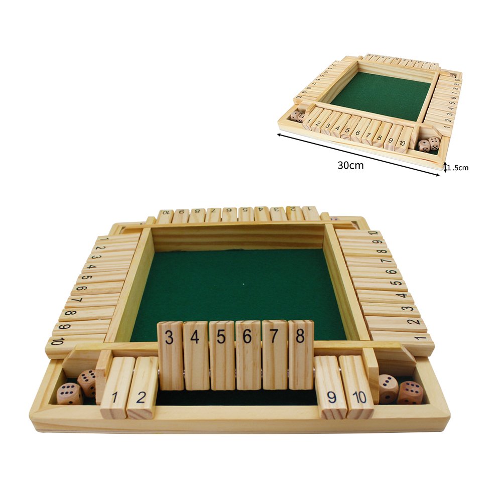 New Trend Wooden Shut the Box Old Fashioned Dice Board Games Fun Play for Adults Kids Family Wooden Chess Games