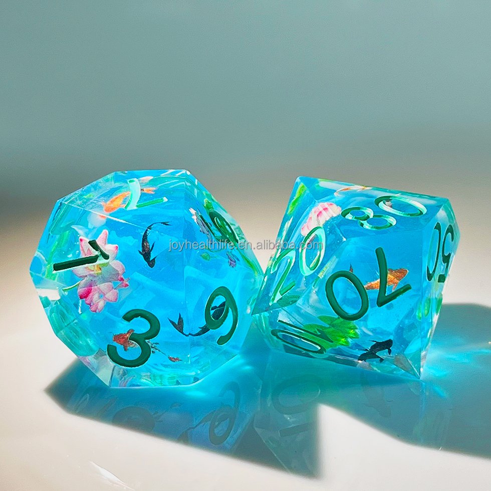 Factory Wholesale liquid core polyhedral Dice Sets For Rpg Table Games Resin dnd Solid Dice Handcrafted