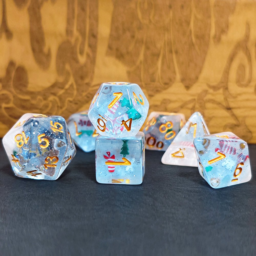 Hot Sale Christmas Themed Polyhedral DnD dice Set Layer 7pcs Set for DND RPG and other board games