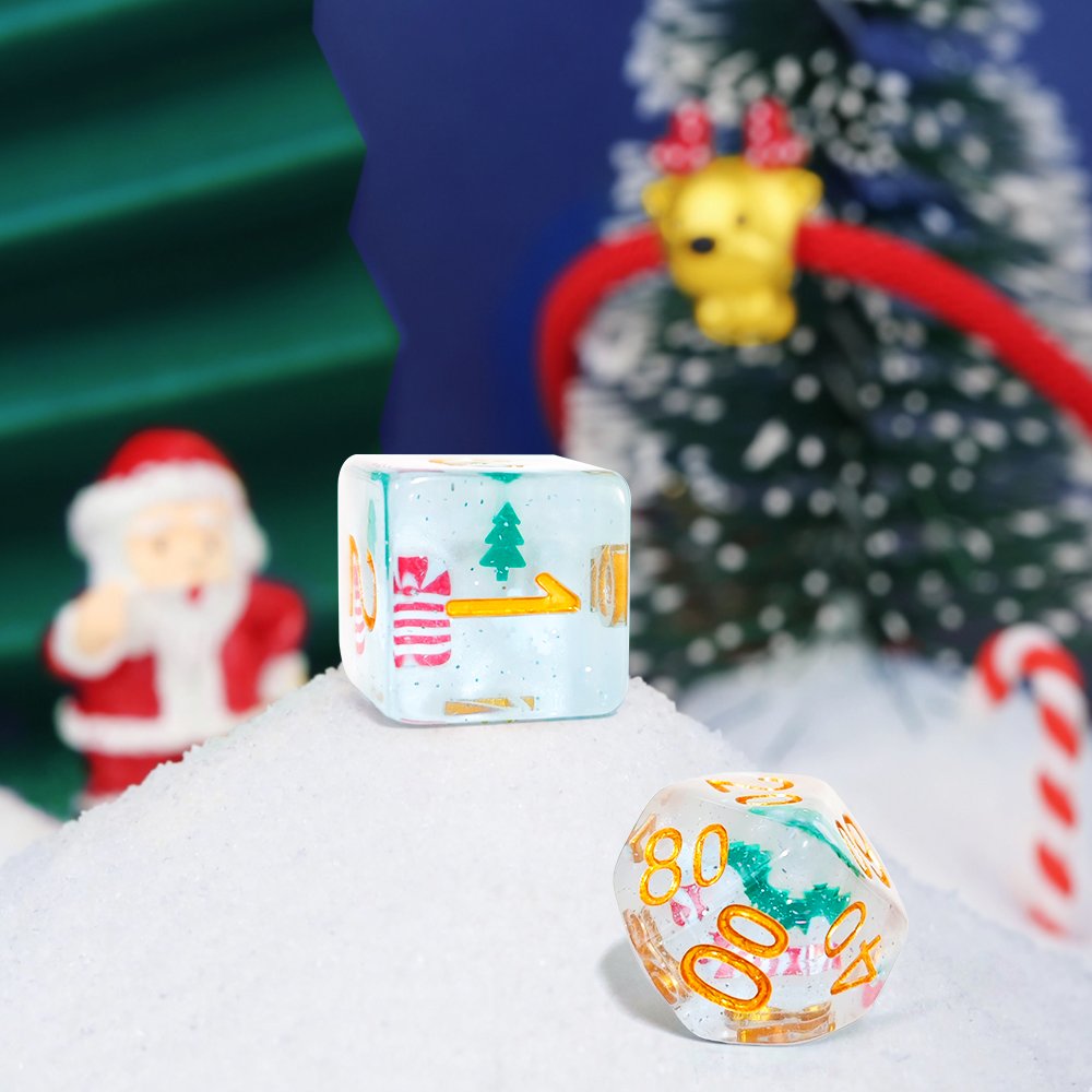 Hot Sale Christmas Themed Polyhedral DnD dice Set Layer 7pcs Set for DND RPG and other board games