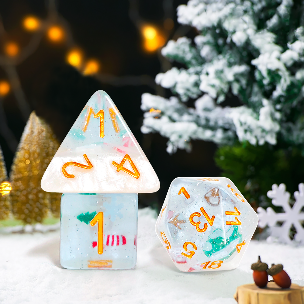 Hot Sale Christmas Themed Polyhedral DnD dice Set Layer 7pcs Set for DND RPG and other board games