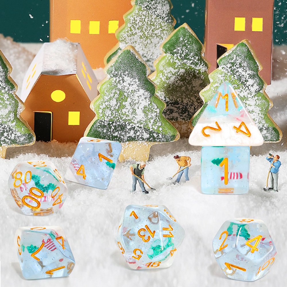 Hot Sale Christmas Themed Polyhedral DnD dice Set Layer 7pcs Set for DND RPG and other board games
