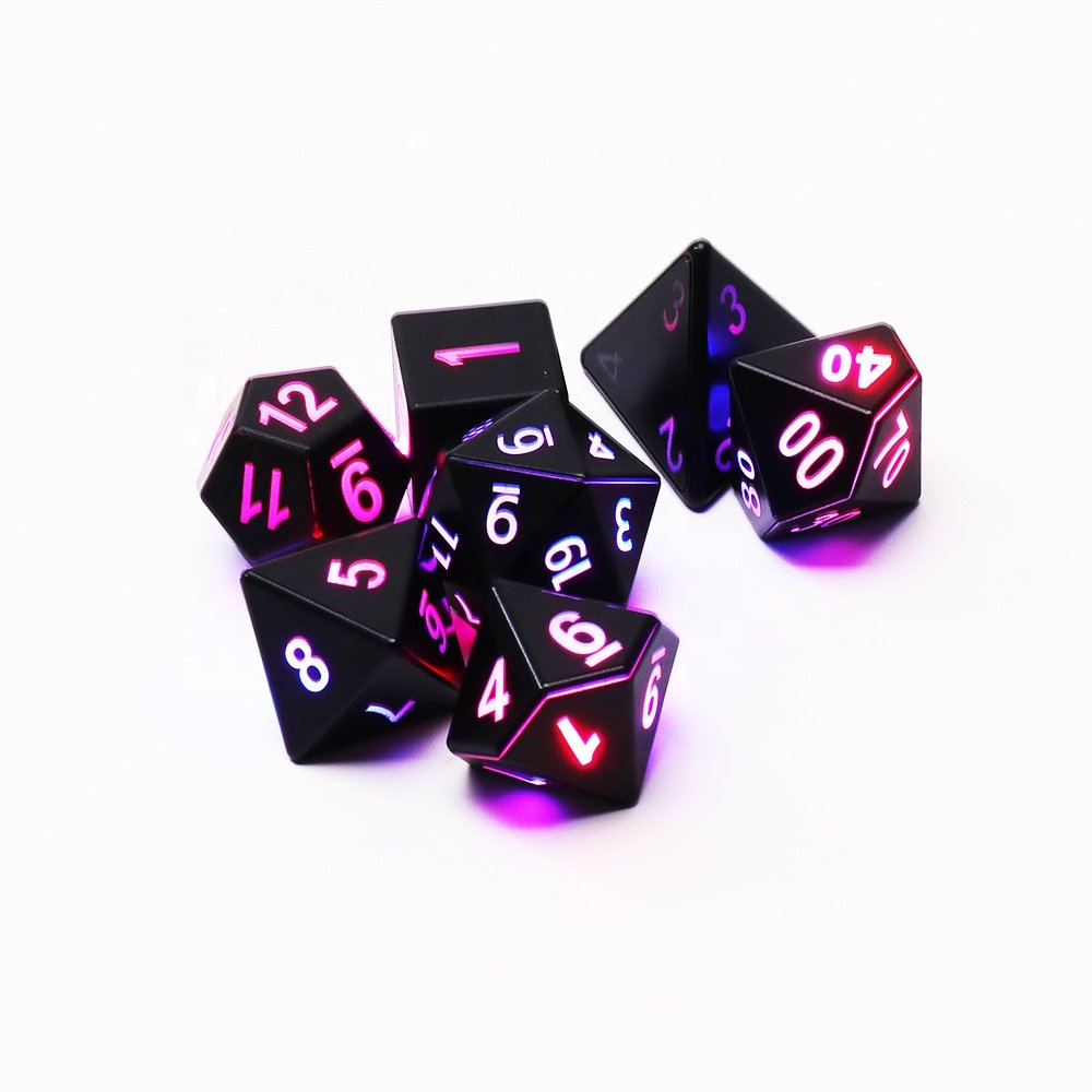 Luxury 7 Pcs Set Glow In The Dark Dice Luminous Dice LED Rpg Dnd Dice Set
