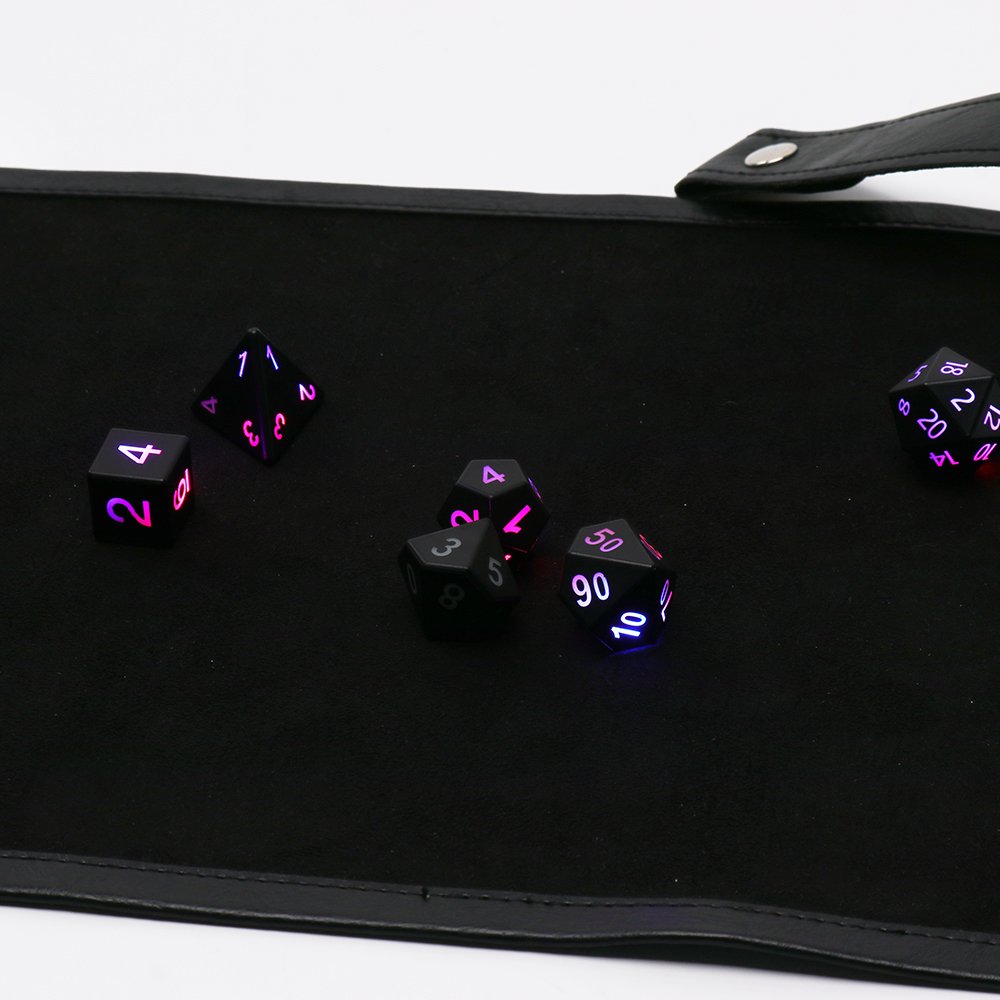 Luxury 7 Pcs Set Glow In The Dark Dice Luminous Dice LED Rpg Dnd Dice Set