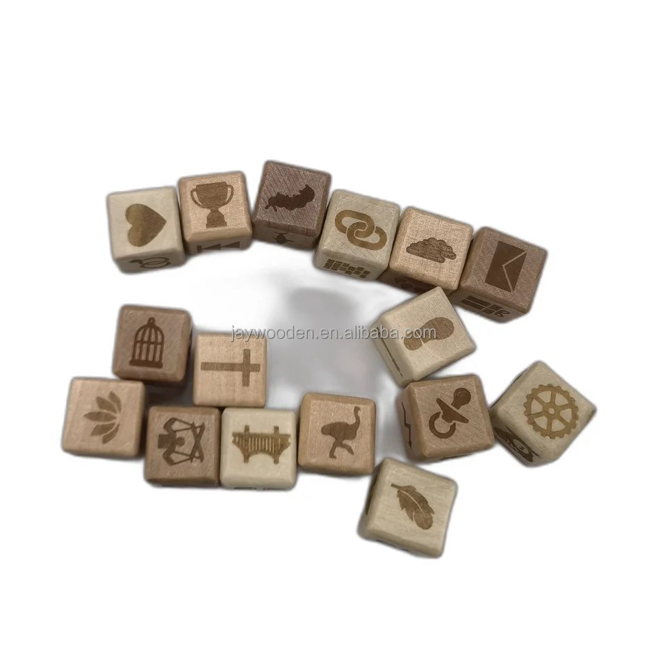 Custom Wood Dice with UV Printing personalized Laser Hot Stamping customized dice for Games Packaged in a Box set kids