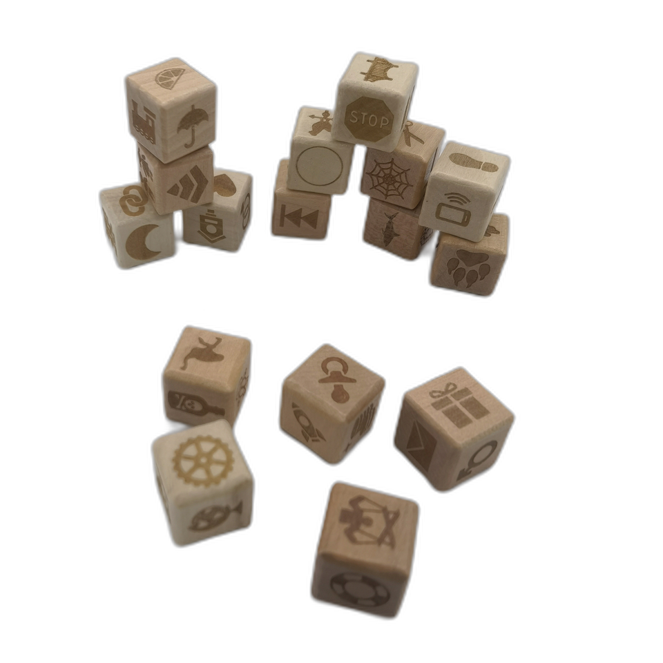 Custom Wood Dice with UV Printing personalized Laser Hot Stamping customized dice for Games Packaged in a Box set kids