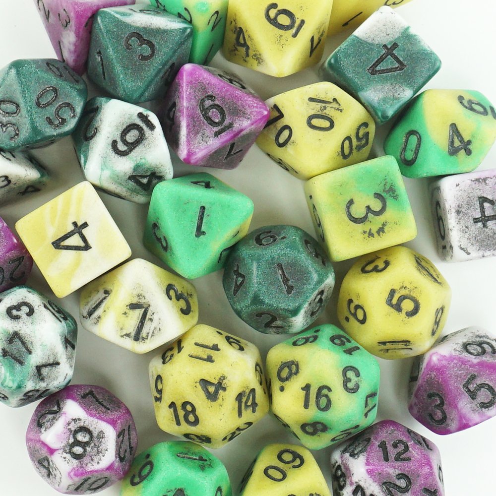 Factory wholesale acrylic irregular polyhedral dice set custom colour pattern bar club table game dice