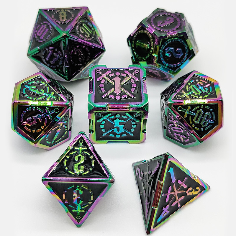 Cool Unique TRPG Dungeons Dragons New Style Board Game Accessories Customizable DND Metal Solid Zinc Alloy Dice Set Polyhedral