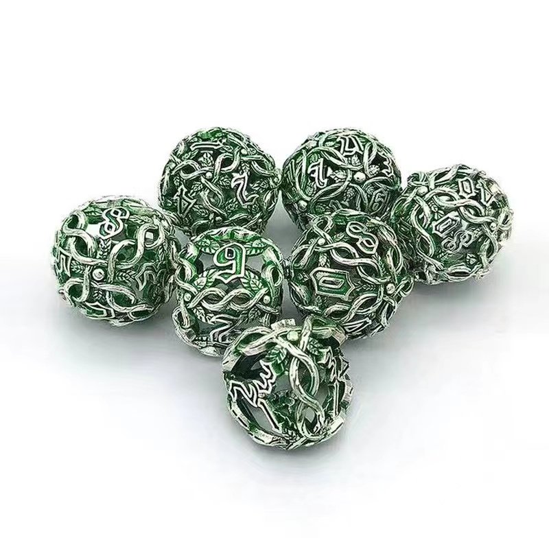 New retro multi-faceted metal cutout tree vine dice set DND Dungeons & Dragons board game dice