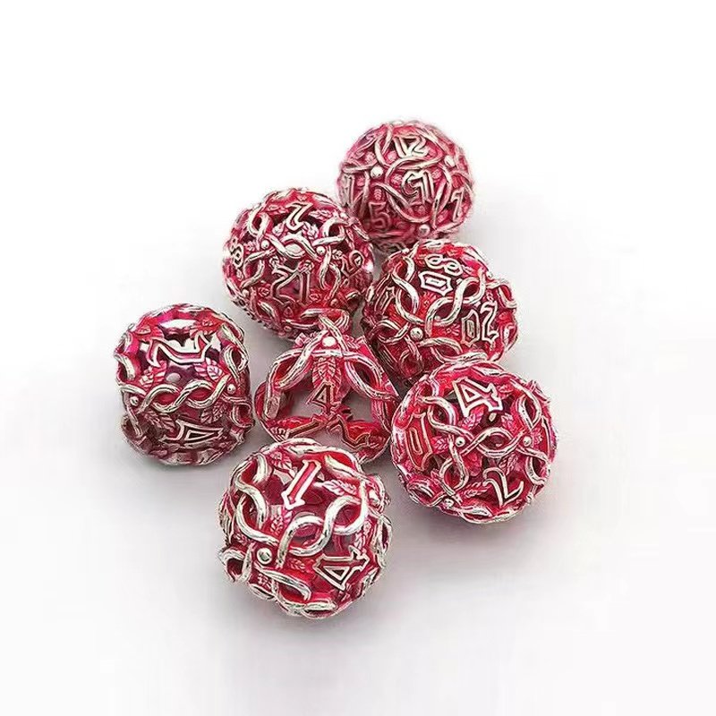 New retro multi-faceted metal cutout tree vine dice set DND Dungeons & Dragons board game dice