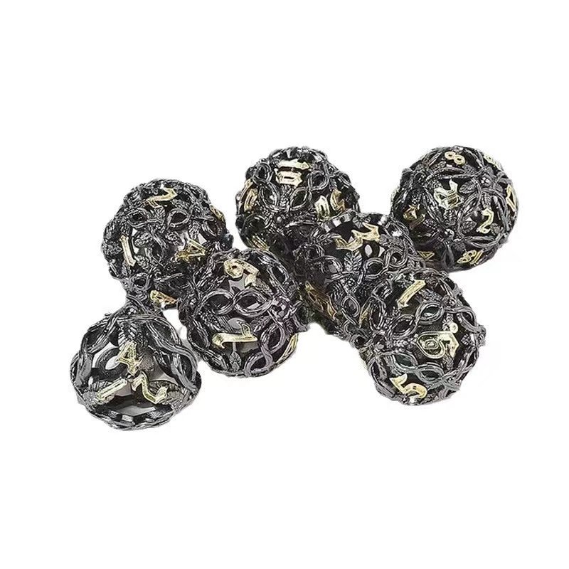 New retro multi-faceted metal cutout tree vine dice set DND Dungeons & Dragons board game dice