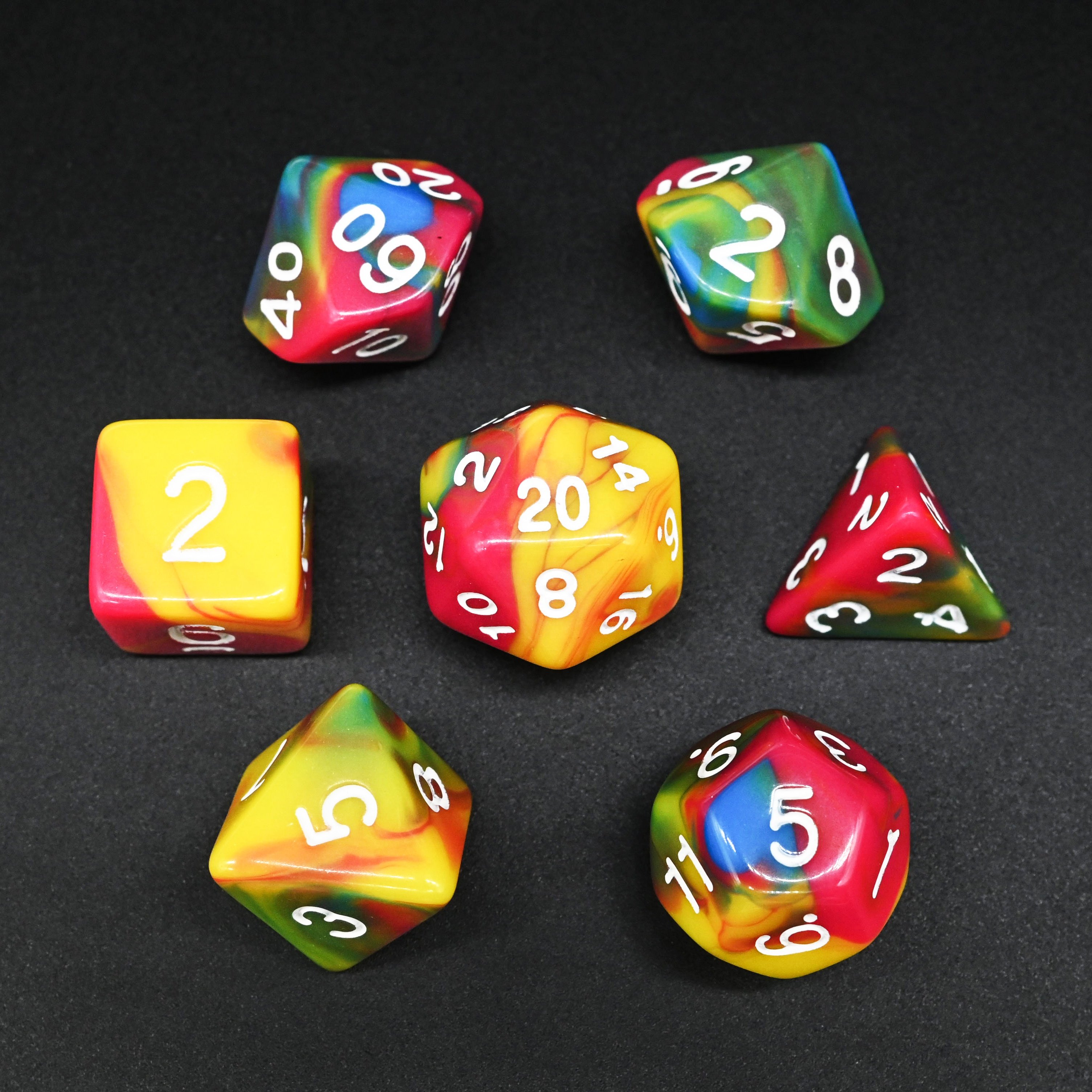 Attractive Mixed Color DND Acrylic Dice Low Moq Cheap Price RPG Dice Set for Dungeons and Dragons