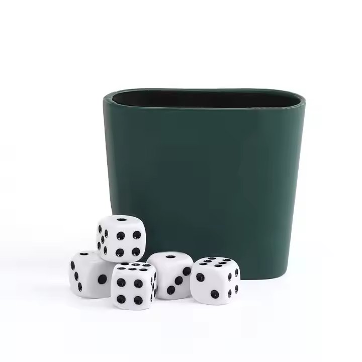 High Quality Customized Logo Color PU Leather Dice Cup Set With 6 Dices For Game