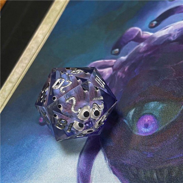 Udixi Polyhedral custom logo rpg dungeons and dragons resin sharp edge sides D20 dice Beholder