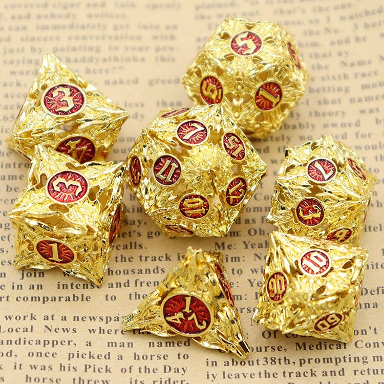 Custom Dnd Polyhedral Hollow Metal Dice Set Dungeons and Dragons Game Accessory Made from Copper with Metal Box Packaging