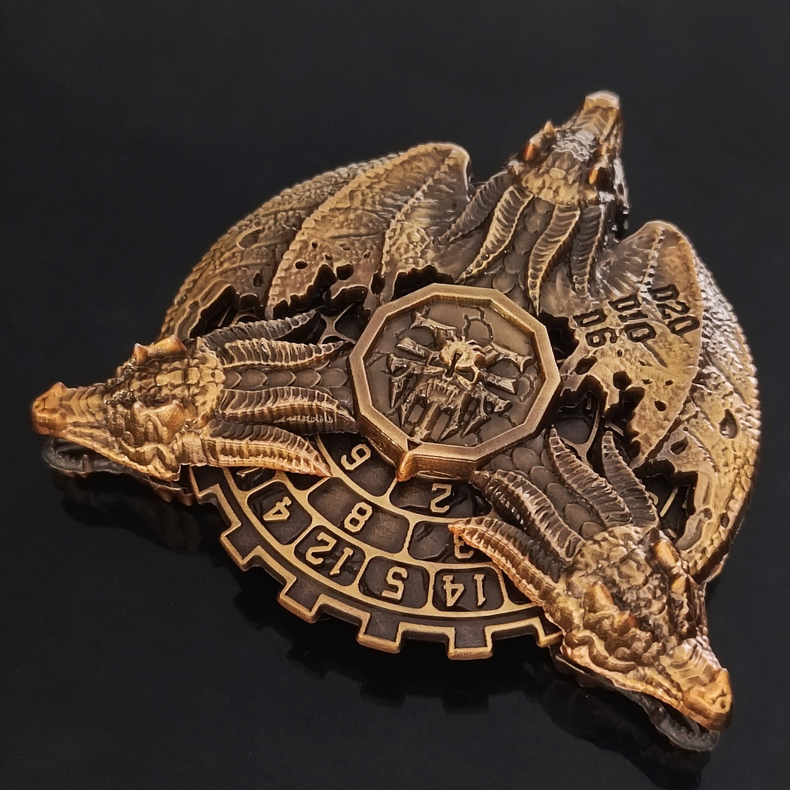 70MM Polyhedron Rolling Dragon Dice Spinner Board Game Holiday Gift dnd Metal Dice Spinner