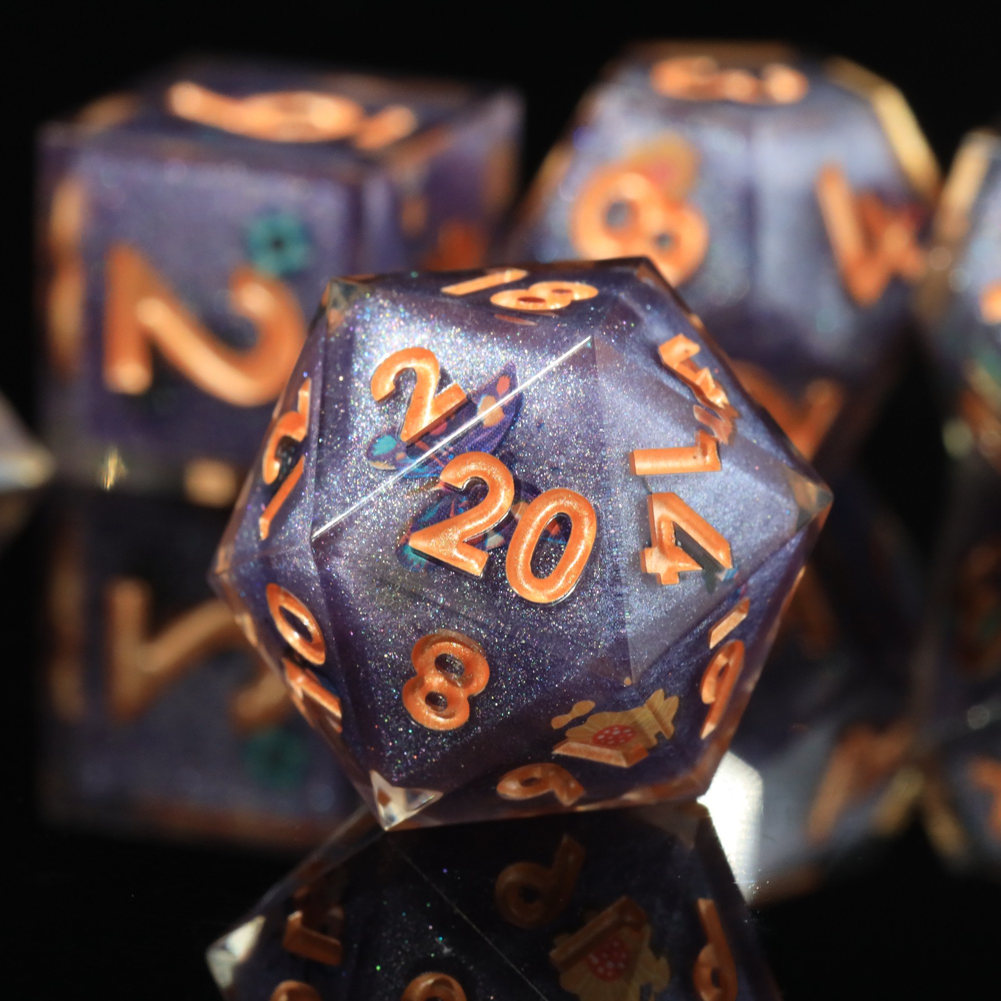 MINI PLANET Handmade Stickers DND Dice Set 7pcs Wholesale Custom Resin Dice For RPG Board Game Dungeons &Dragons Polyhedral Dice