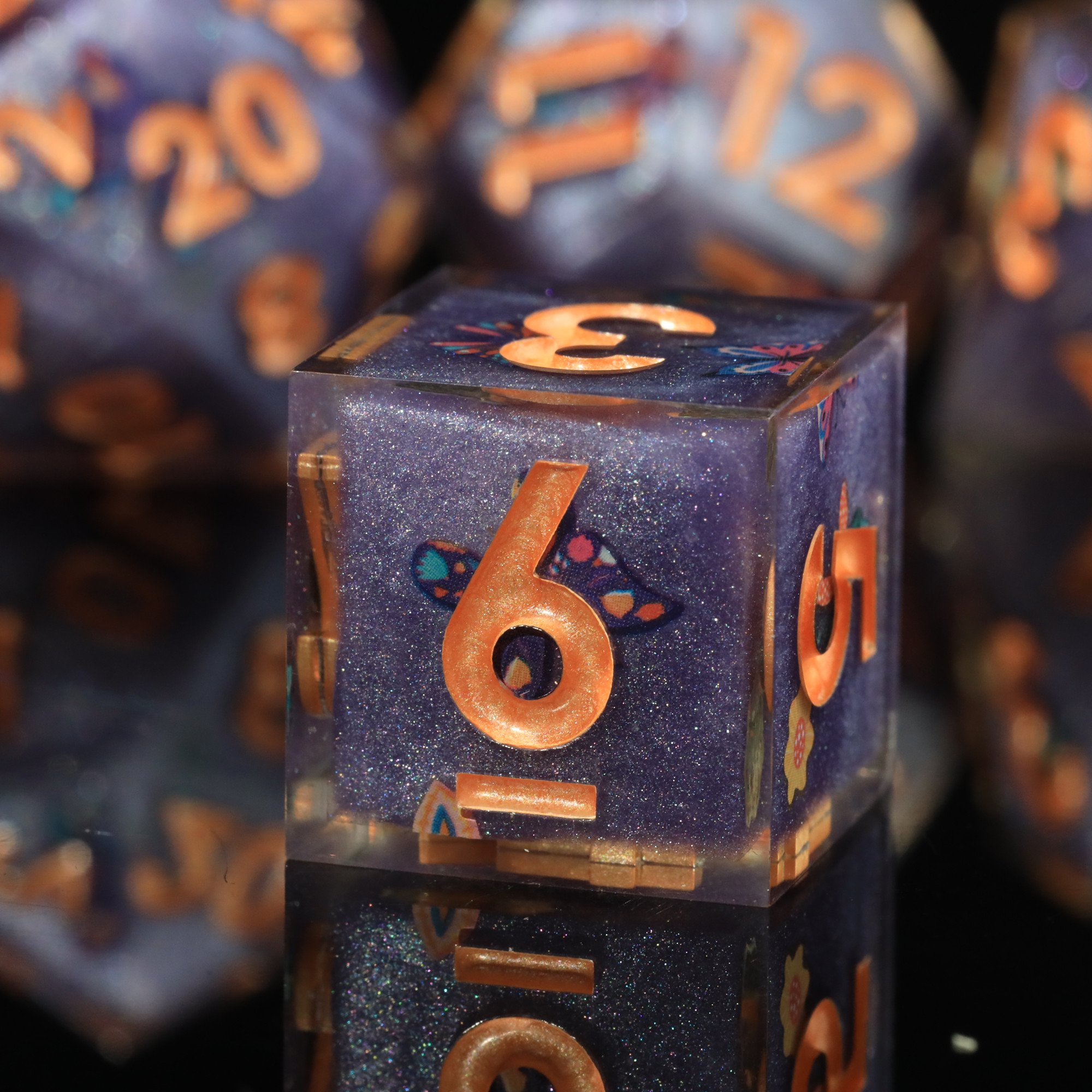 MINI PLANET Handmade Stickers DND Dice Set 7pcs Wholesale Custom Resin Dice For RPG Board Game Dungeons &Dragons Polyhedral Dice