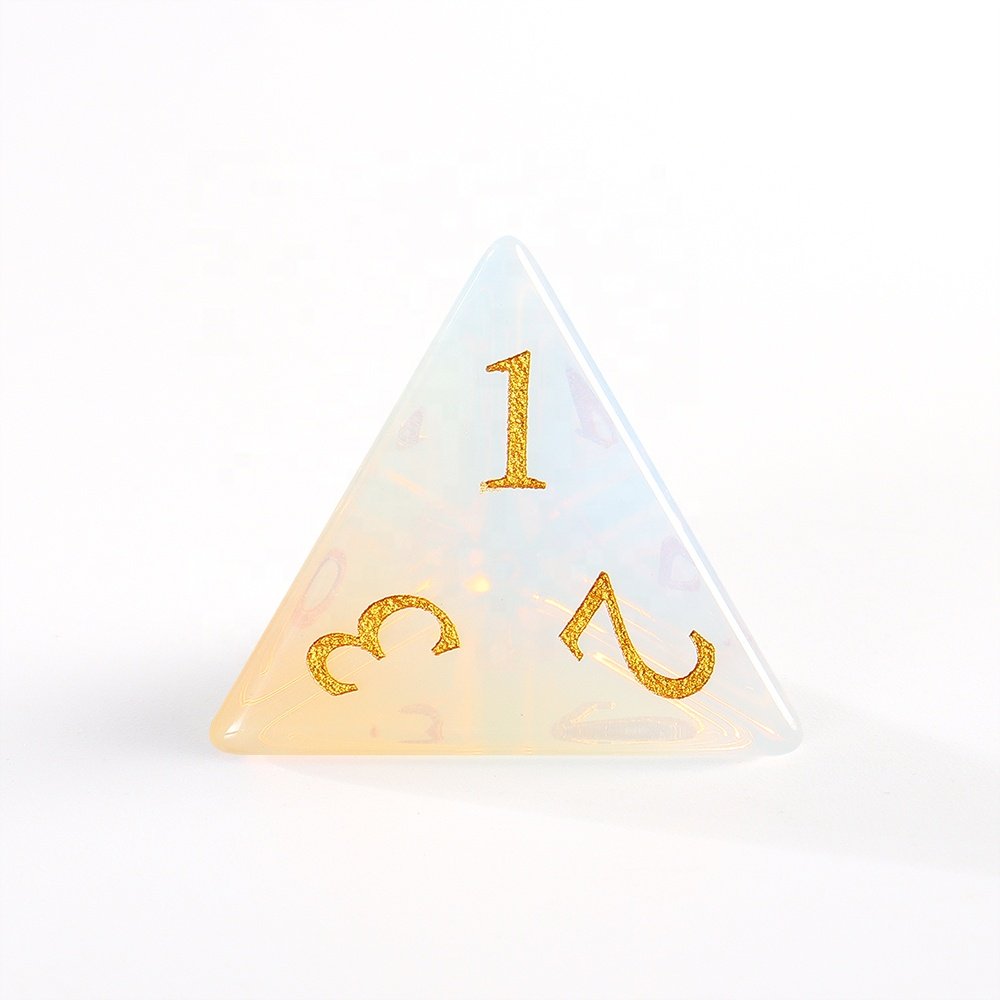 Custom Dice Manufacturers White Opal D4 Dice Artificial Gemstone Glass Dice For Board Gaming