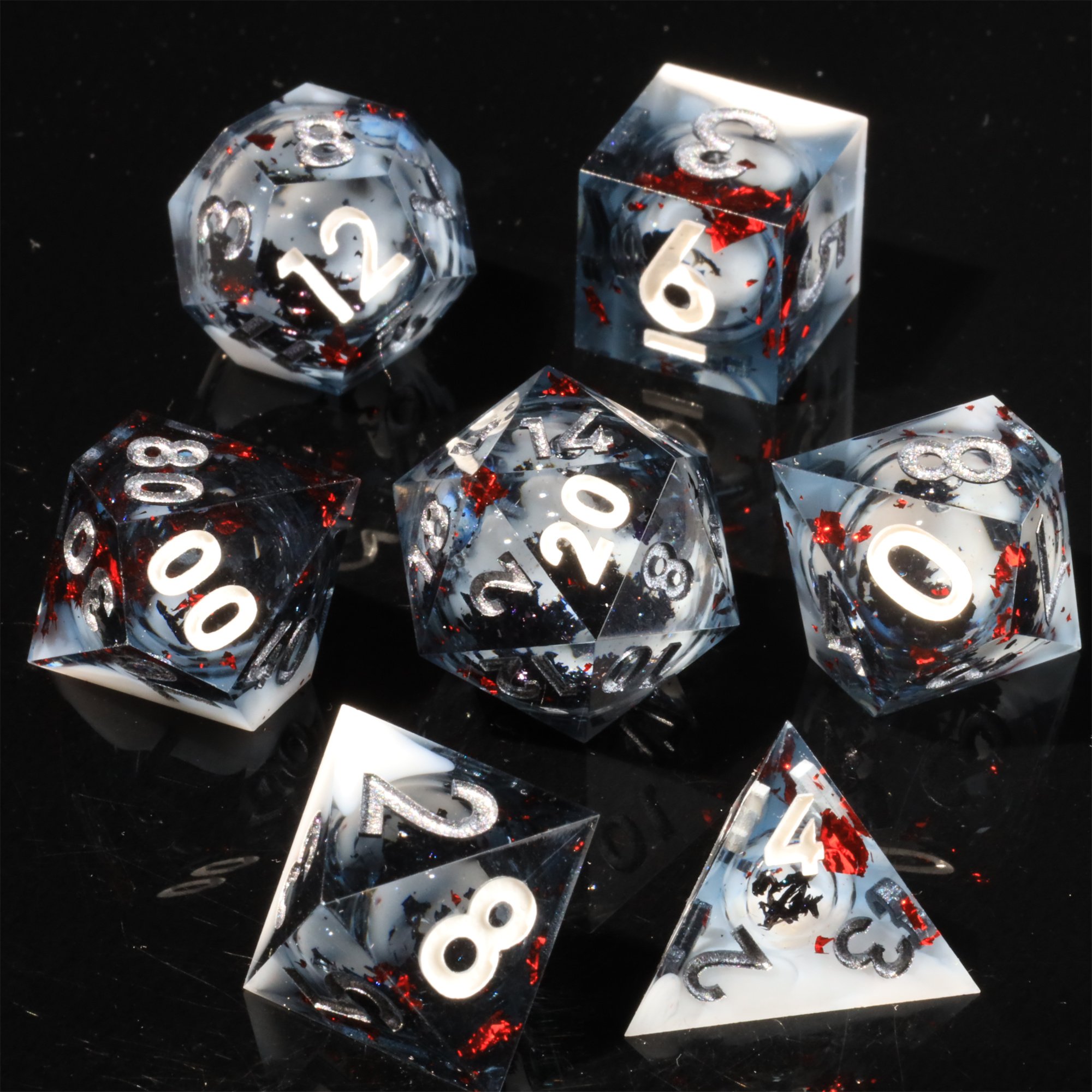 MINI PLANET Liquid Core Dice With Sharp Edges DND Dice Set 7pcs For TRPG Handmade Polyhedral Dice Set Custom and Wholesale DND