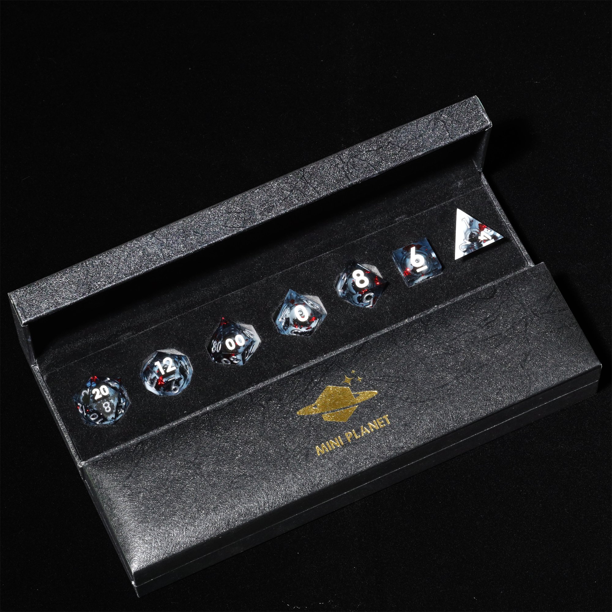 MINI PLANET Liquid Core Dice With Sharp Edges DND Dice Set 7pcs For TRPG Handmade Polyhedral Dice Set Custom and Wholesale DND