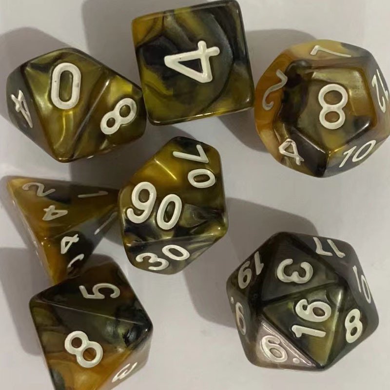 Double Color Dice Set 7pcs Acrylic Digital DND Dice Set Polyhedral Dice Wholesale Game Accessories