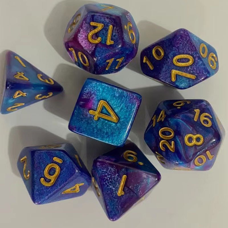 Double Color Dice Set 7pcs Acrylic Digital DND Dice Set Polyhedral Dice Wholesale Game Accessories