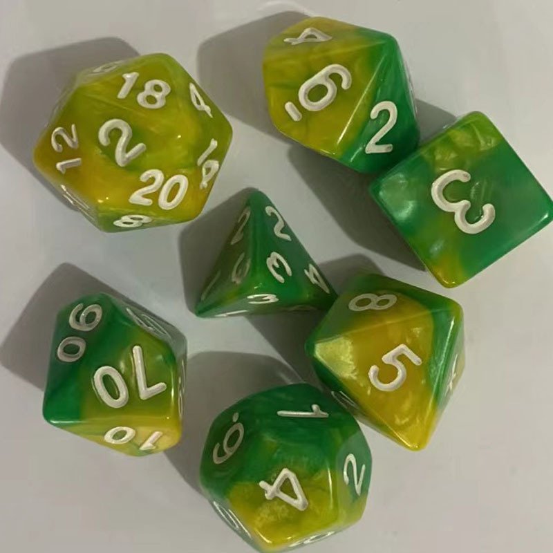 Double Color Dice Set 7pcs Acrylic Digital DND Dice Set Polyhedral Dice Wholesale Game Accessories