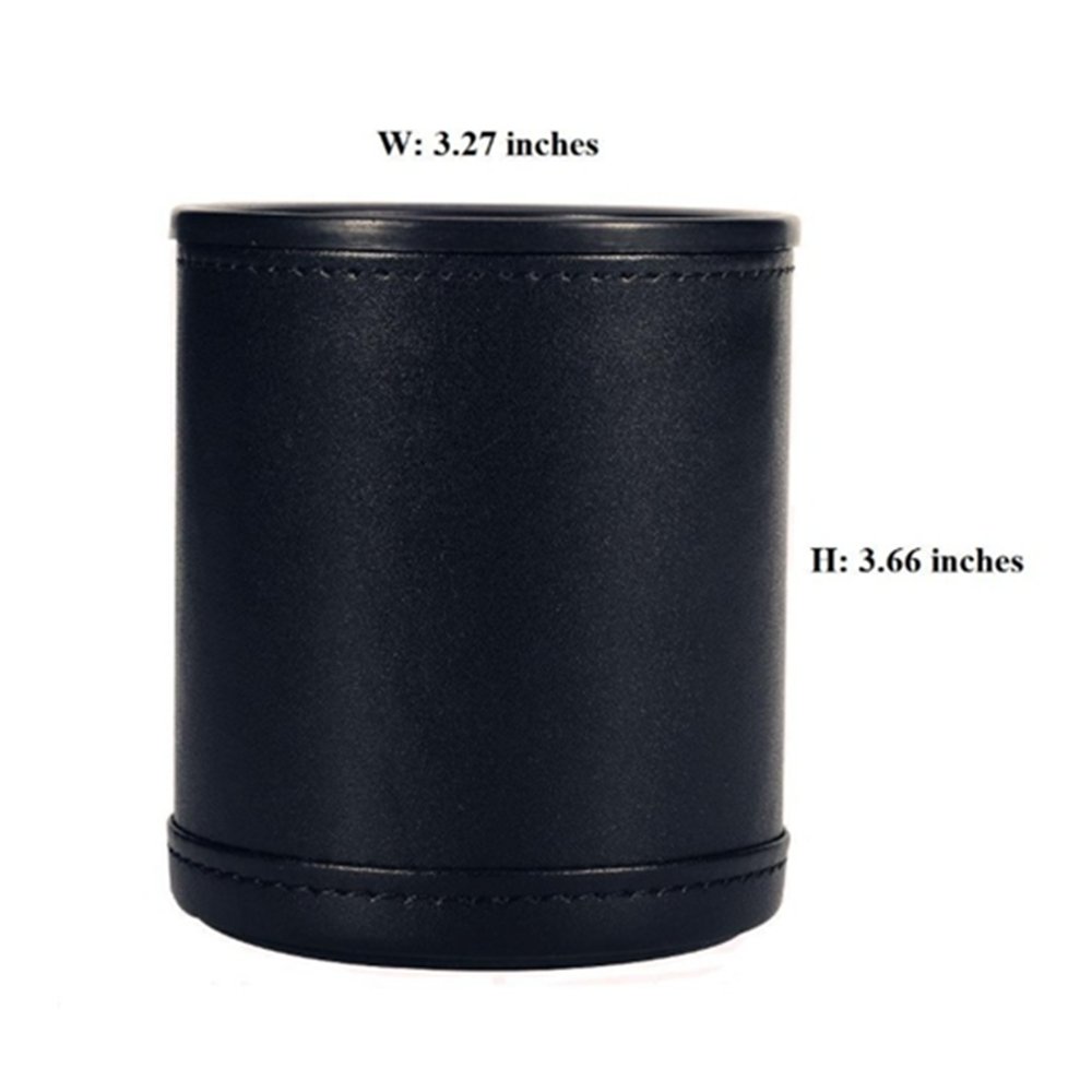 Good Quality PU Leather Professional Dice Cup Set with 5 Black Dot Dices