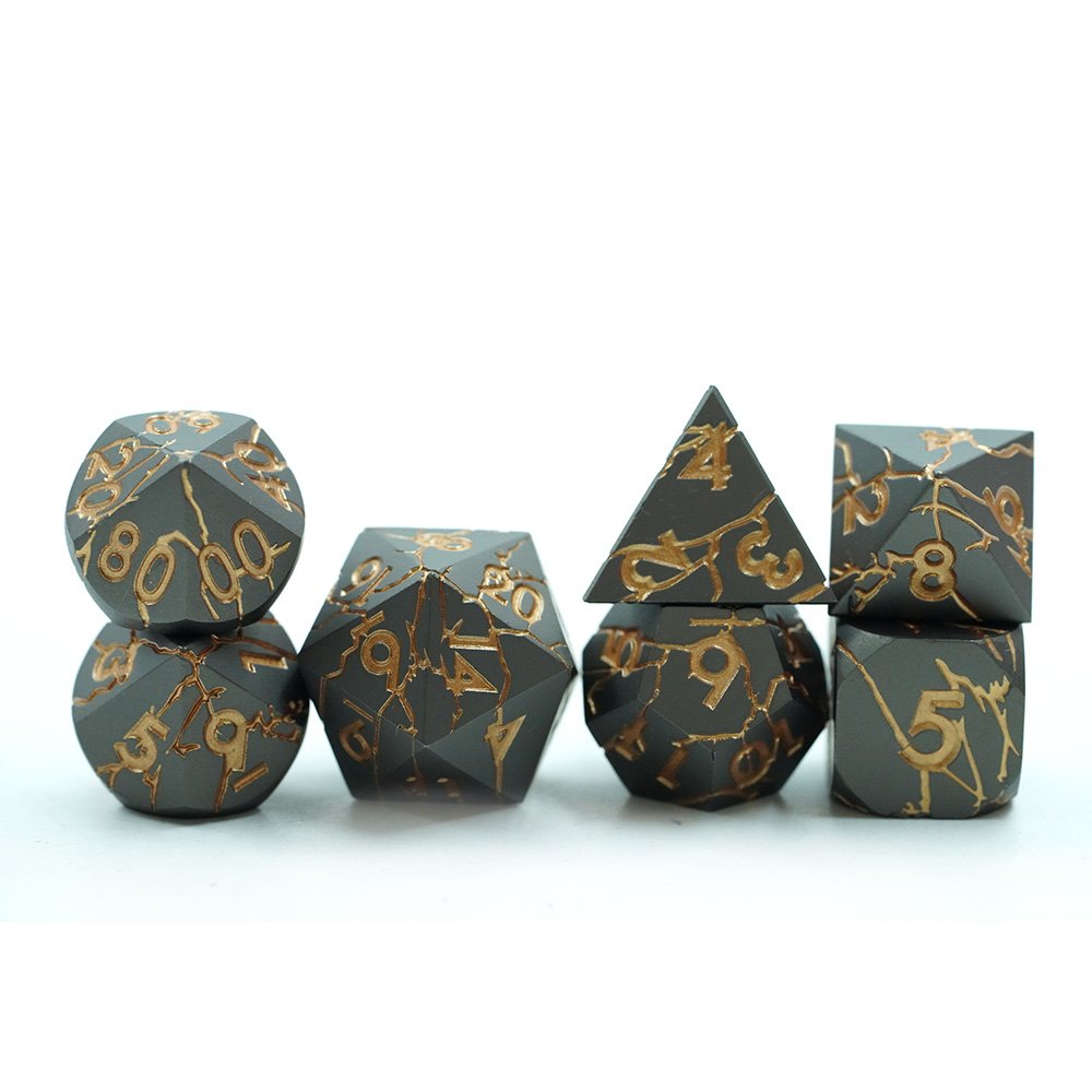 Custom Dnd Dice Metal Game Dice Set D&d Metallic Plolyhedral Dnd Dice For Dungeons And Dragons Crack Shape