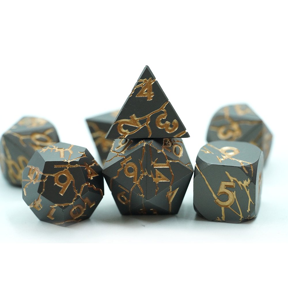 Custom Dnd Dice Metal Game Dice Set D&d Metallic Plolyhedral Dnd Dice For Dungeons And Dragons Crack Shape