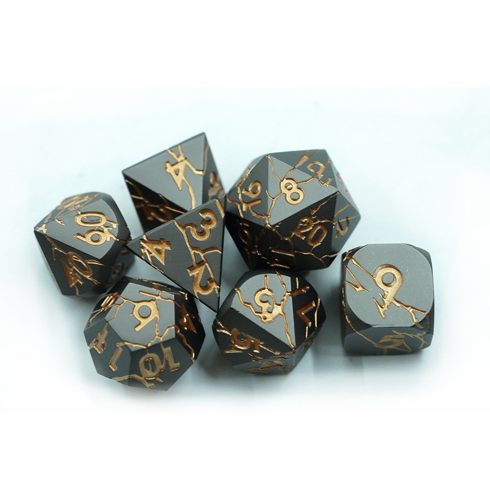 Custom Dnd Dice Metal Game Dice Set D&d Metallic Plolyhedral Dnd Dice For Dungeons And Dragons Crack Shape