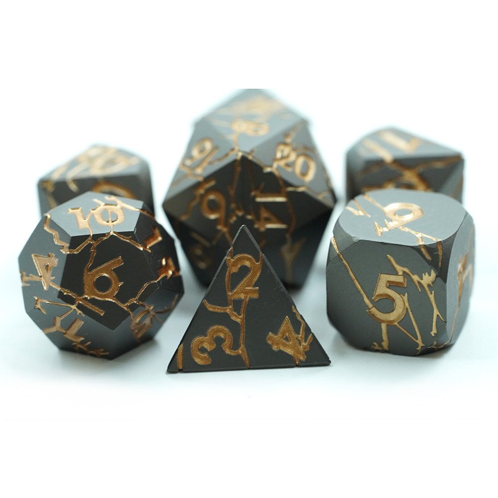 Custom Dnd Dice Metal Game Dice Set D&d Metallic Plolyhedral Dnd Dice For Dungeons And Dragons Crack Shape