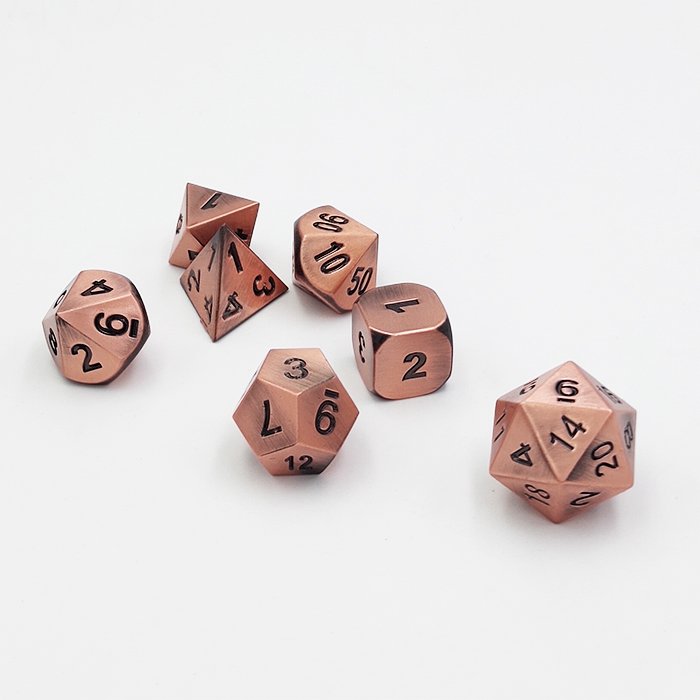 Custom metal dice D6 D20 D12 customer's logo dragon and dungeon playing dice set