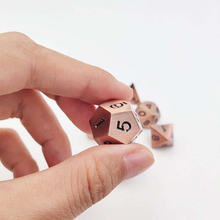 Custom metal dice D6 D20 D12 customer's logo dragon and dungeon playing dice set