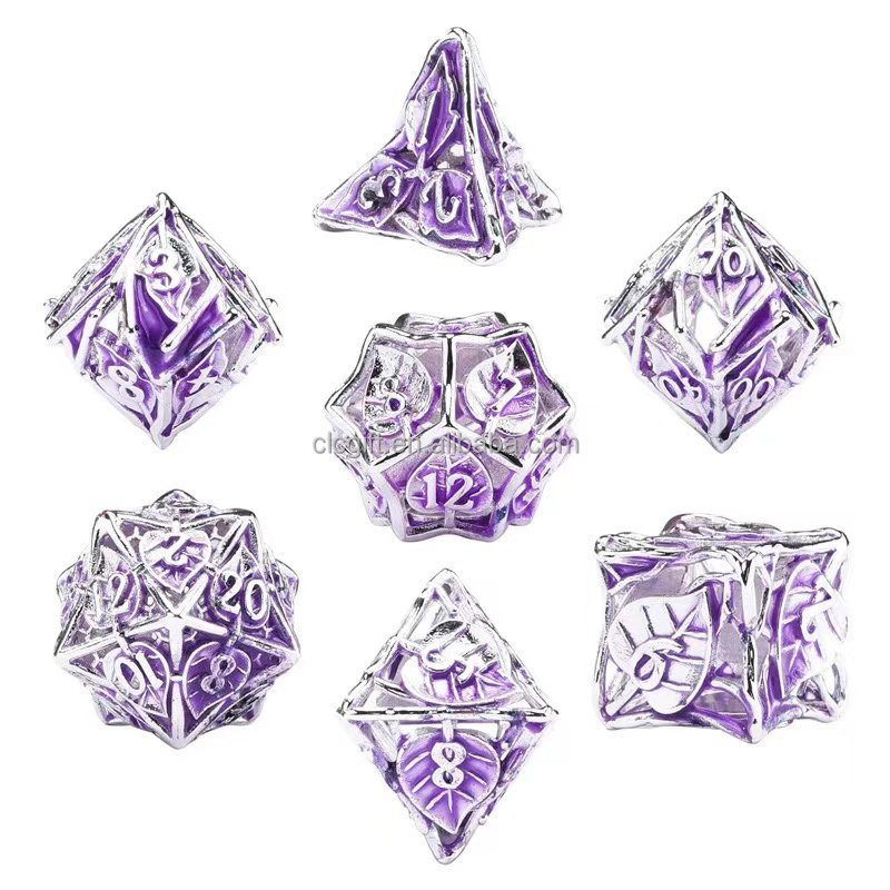 Best sales Metal Leaf Dice Set DND Hollow Polyhedral Dice D20 D12 D10 D% D8 D6 D4 Dice Dungeons & Dragons RPG Board Games