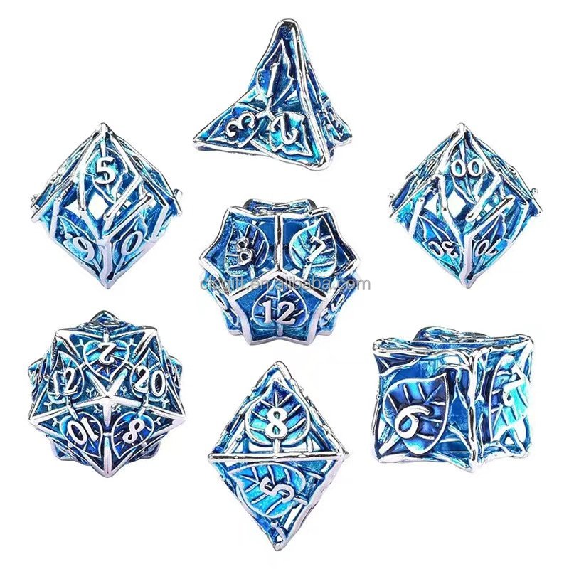 Best sales Metal Leaf Dice Set DND Hollow Polyhedral Dice D20 D12 D10 D% D8 D6 D4 Dice Dungeons & Dragons RPG Board Games