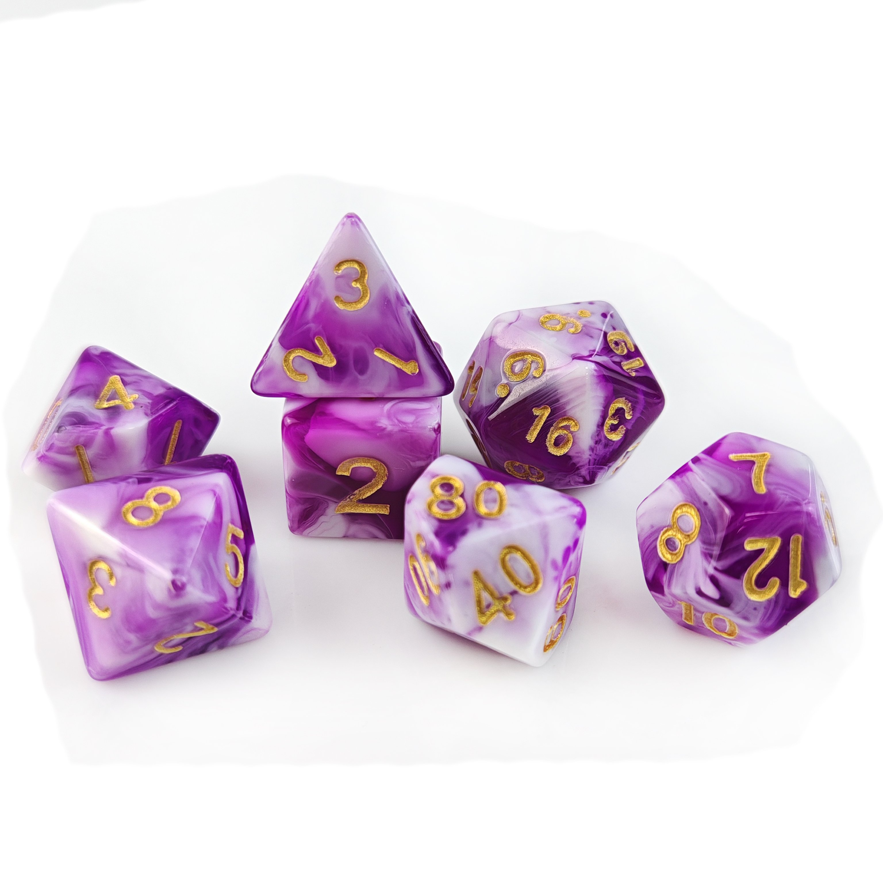 Custom DND Dice for RPG Board Game 7pcs Polyhedral D4 D6 D8 D10 D12 D20 Two Colors Acrylic Dice Set