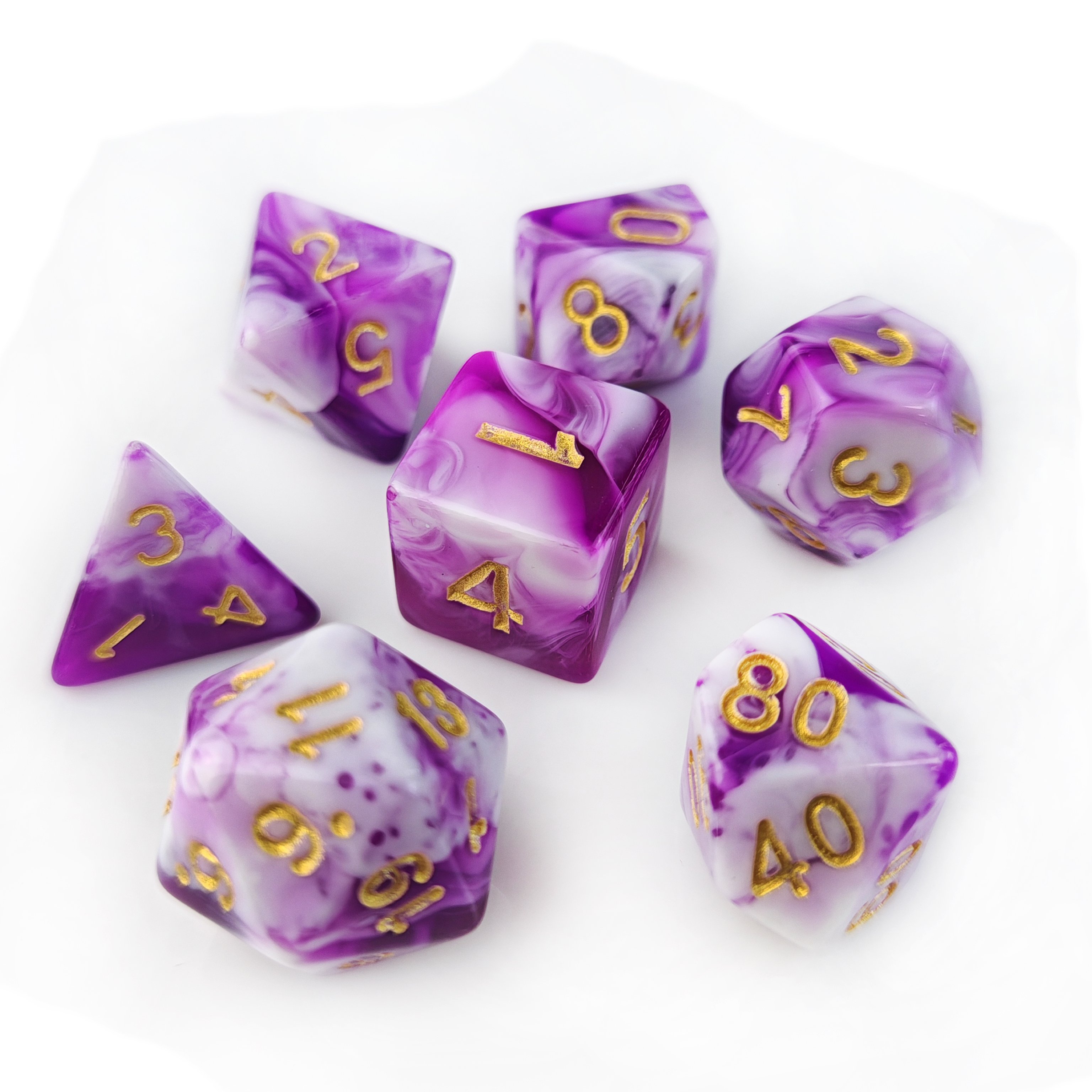 Custom DND Dice for RPG Board Game 7pcs Polyhedral D4 D6 D8 D10 D12 D20 Two Colors Acrylic Dice Set
