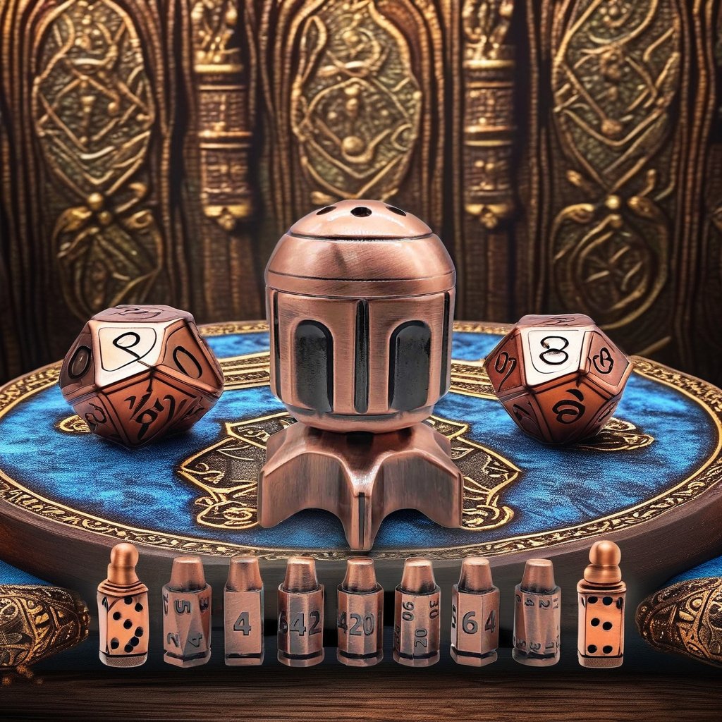 Wholesale Magnetic Rotating Cannonball Metal Dice Set Dungeons and Dragons DND Dicewith Premium Black Case