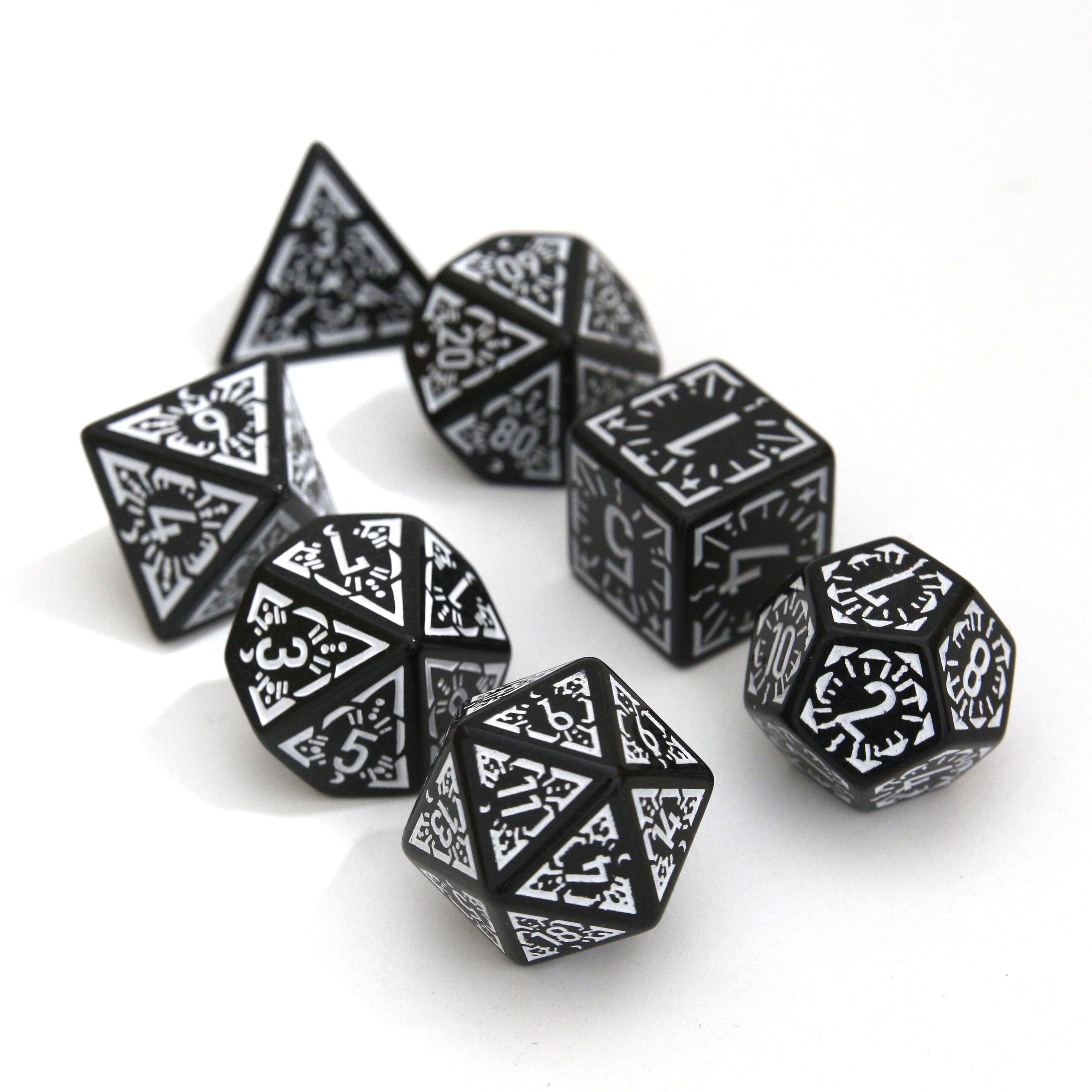 Nian diceworks custom plastic dice set Starlight pattern acrylic black wand dice