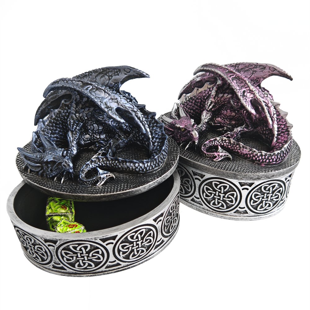 Retro Dragon Lidded Resin Dice Case Treasure Trinket Box D&D RPG Dungeons and Dragons Dice Accessories Custom DND Dice Box