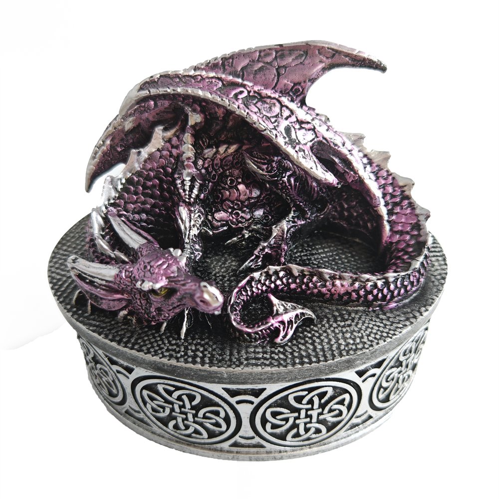 Retro Dragon Lidded Resin Dice Case Treasure Trinket Box D&D RPG Dungeons and Dragons Dice Accessories Custom DND Dice Box