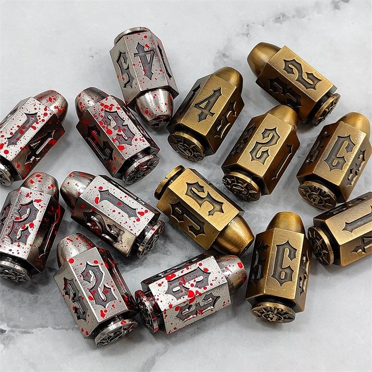 Popular Dice Game Dungeons and Dragons D6 Blood Metal DND Bullet Dice for Halloween Cosplay