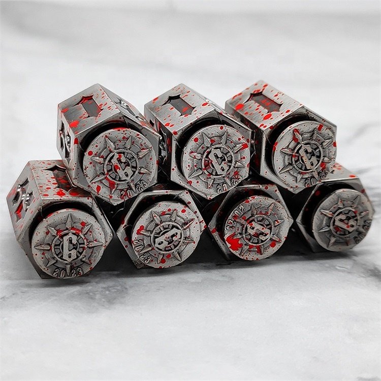 Popular Dice Game Dungeons and Dragons D6 Blood Metal DND Bullet Dice for Halloween Cosplay