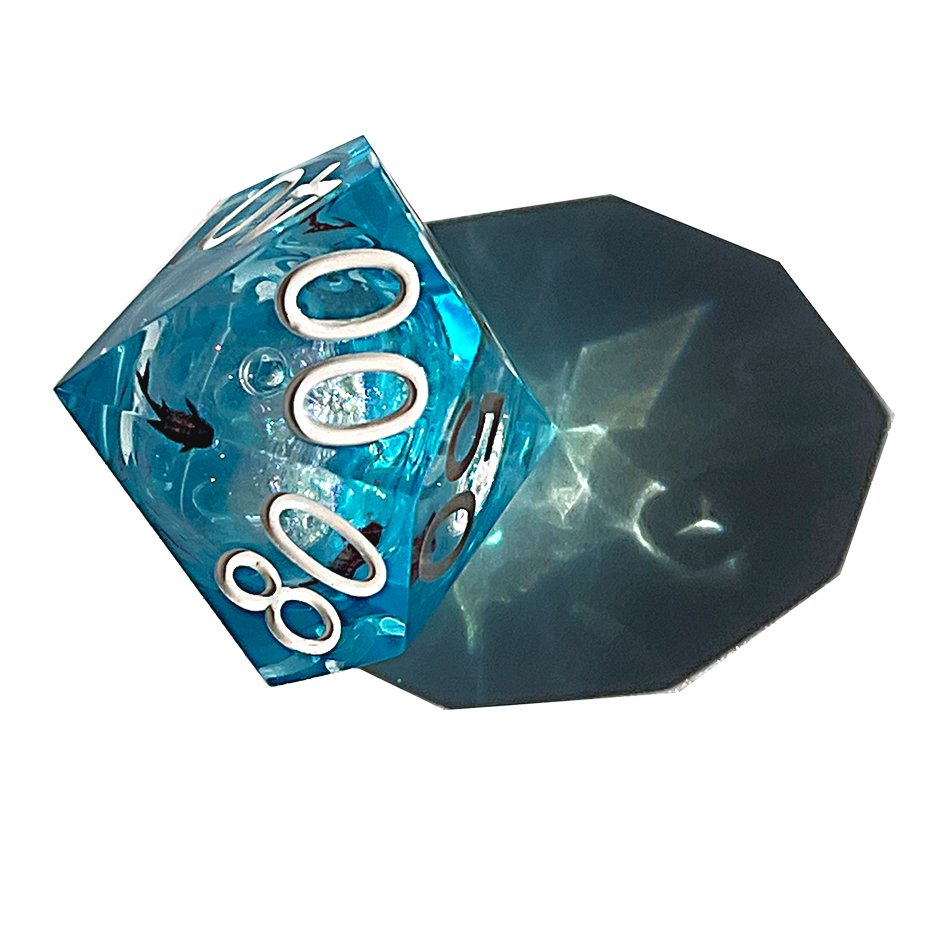 Handmade goldfish sharp edge resin liquid core dice for dnd--RPG