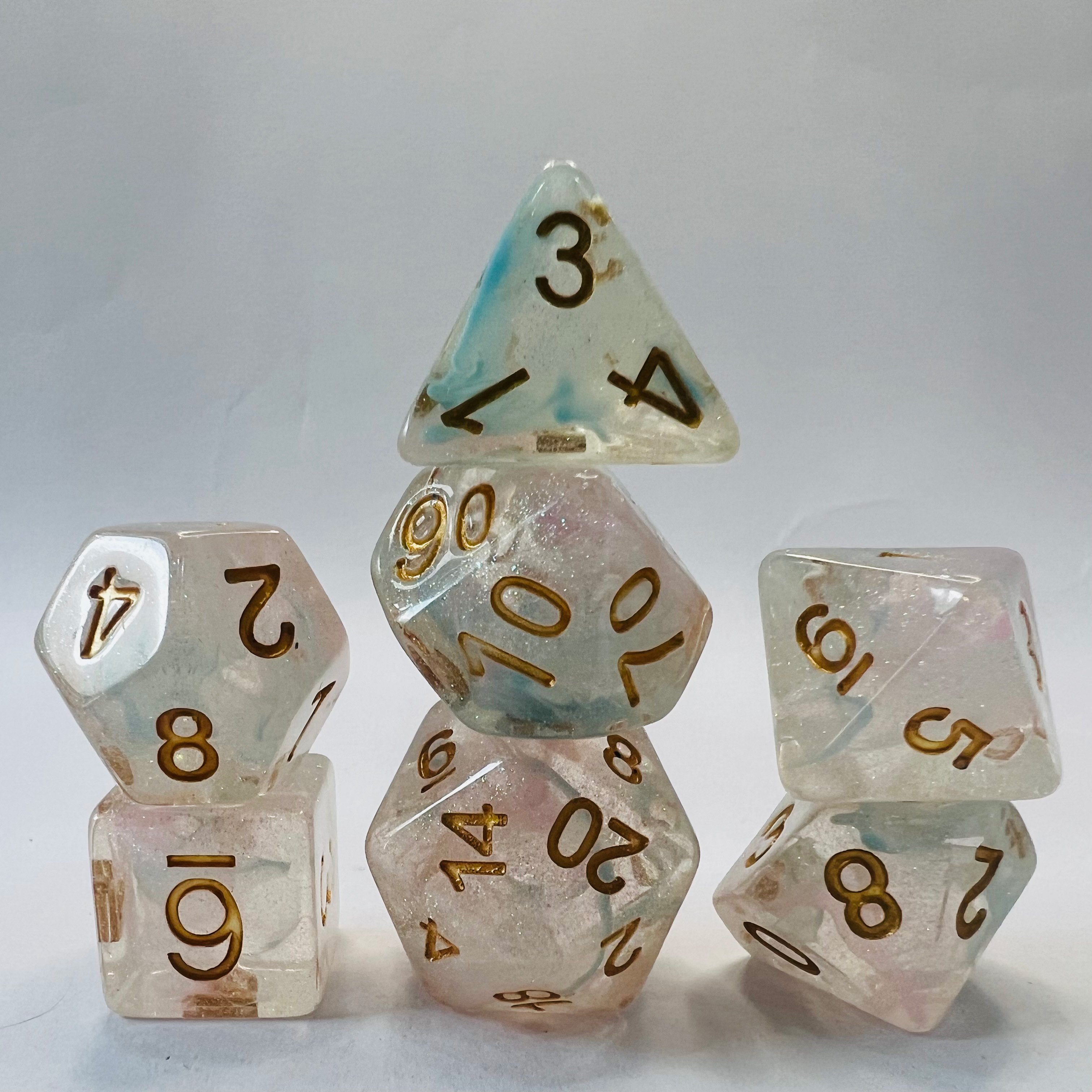 Custom 16Mm Dnd Dungeons And Dragons Polyhedral Crystal Round Edge Soft Edge Role Playing Board Game Resin 7pcs Set Dice